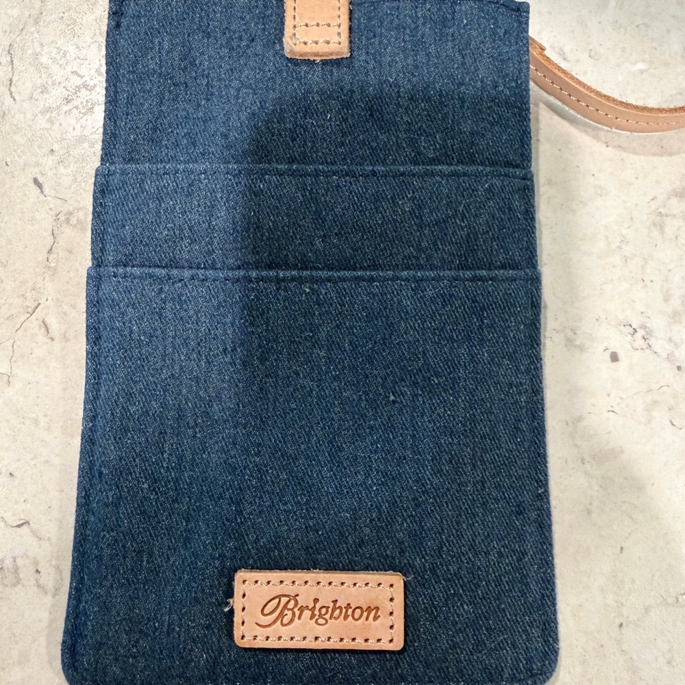 Brighton Denim Cat Crossbody Bag with Tan Accents - Picture 2 of 4